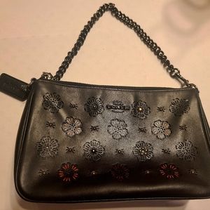 Coach leather purse with detachable chain strap